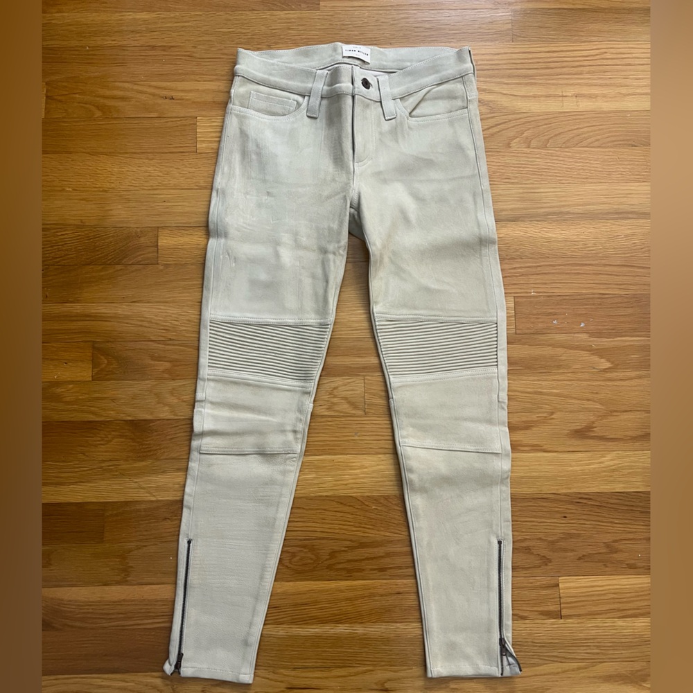 Simon Miller BARNEYS NYC stone suede leather moto skinny pant made in USA 🇺🇸